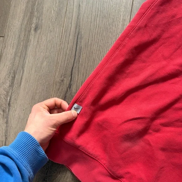 Y2K Nike Vintage Red 1/4 Zip Sweater Men’s XL V-Line Embroidery - Picture 6 of 7